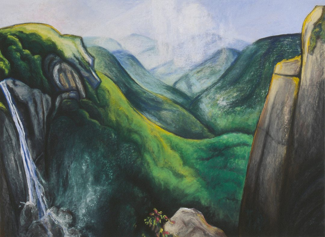 Hickory Nut Falls at Chimney Rock chalk pastel